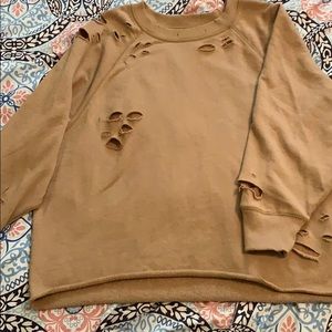 Brown distressed sweatshirt